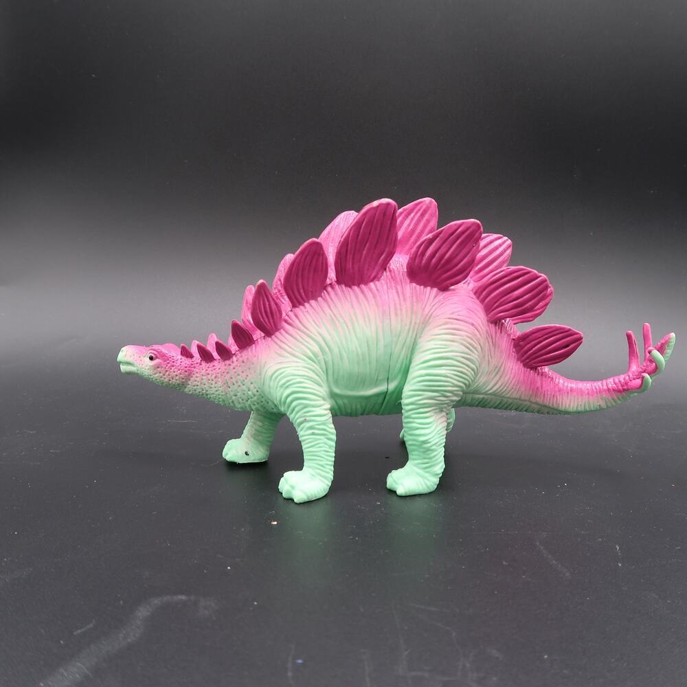 Ankyo Dinosaur Toy Plastic Lime Pink Stegosaurus 8 in Chinasaur Made in China